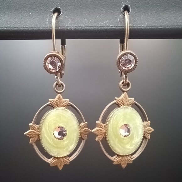 Vintage Swarovski and enamel drop earrings - Picture 1 of 4